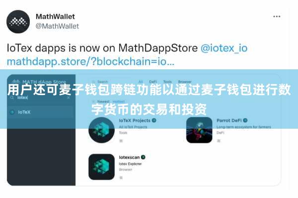 用户还可麦子钱包跨链功能以通过麦子钱包进行数字货币的交易和投资